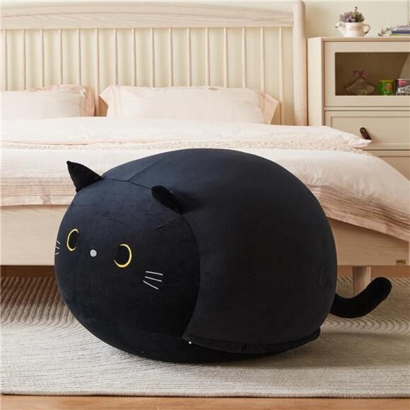 Stuffed Animal Storage Bean Bag Chair Cover for Kids Black Cat Beanbag Chair - Picture 2 of 7